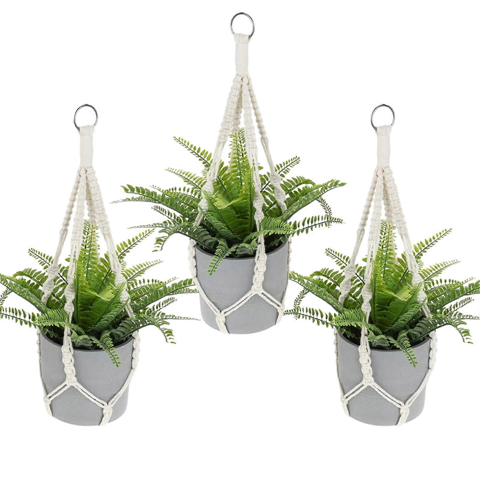 Makramee flower lamp, 3 pieces hanging indoor Boho plant hanger cotton rope (50cm) Ref: 3254
