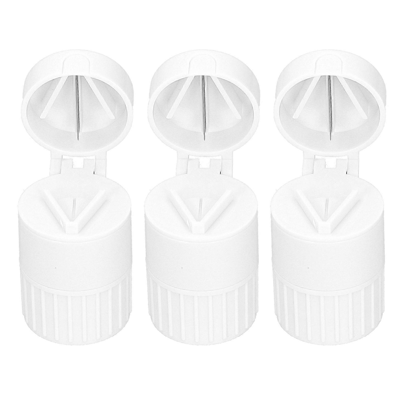 3pcs MultiFunctional Pills Crusher Cutter Tablet Splitter Grinder Storage Box Accessory(White )