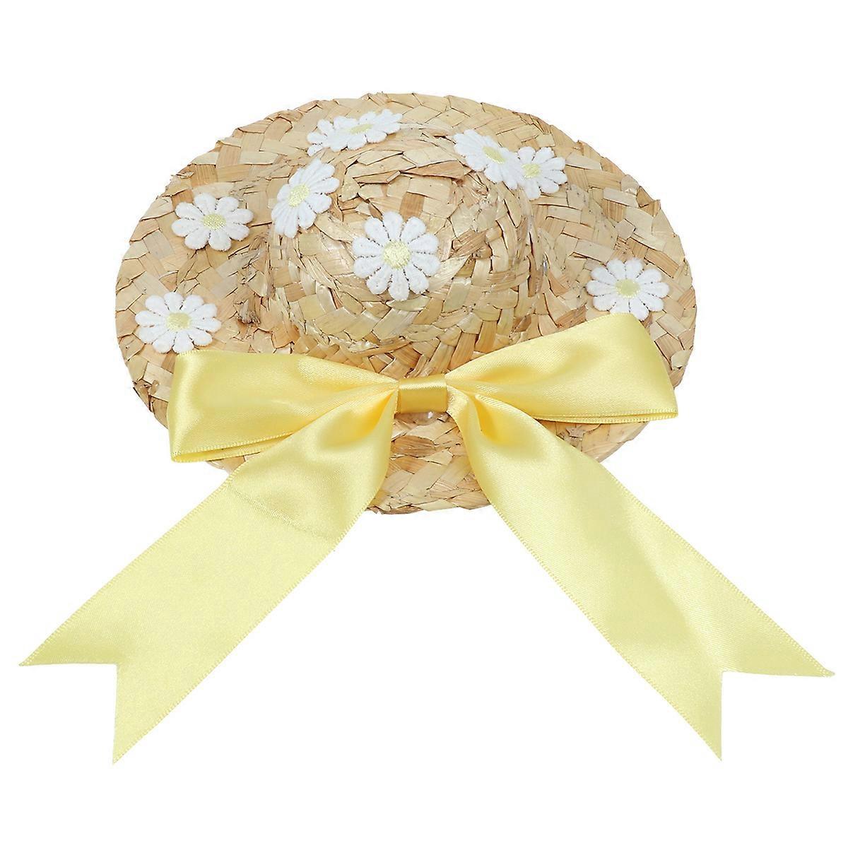 小型犬の麦わら帽子日よけ帽手作り織り春夏アウトドアアクティビティ1セット