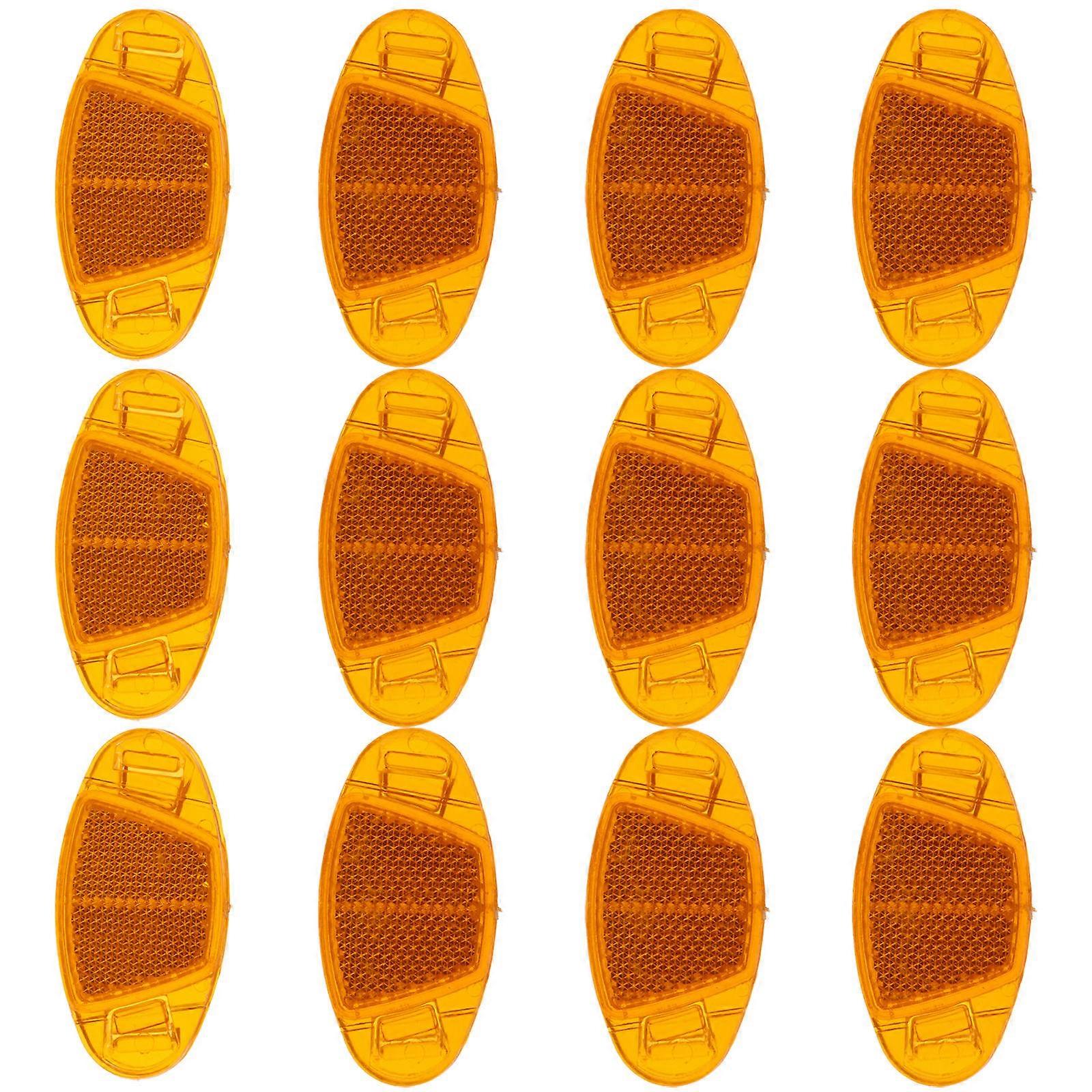 12pcs Durable Bike Wheel Reflectors for Night Safety, High Visibility Yellow Bicycle Reflective Strips for Mountain & Road Bikes, Easy Installation