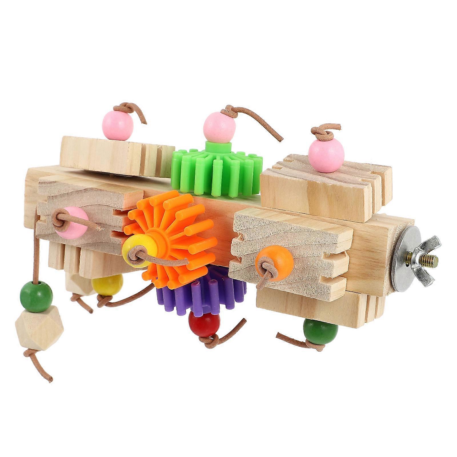 Durable MultiColored Wooden Bird Toy for Home Fun Chewing, Grinding, and Cage Decoration for Small and Medium Birds