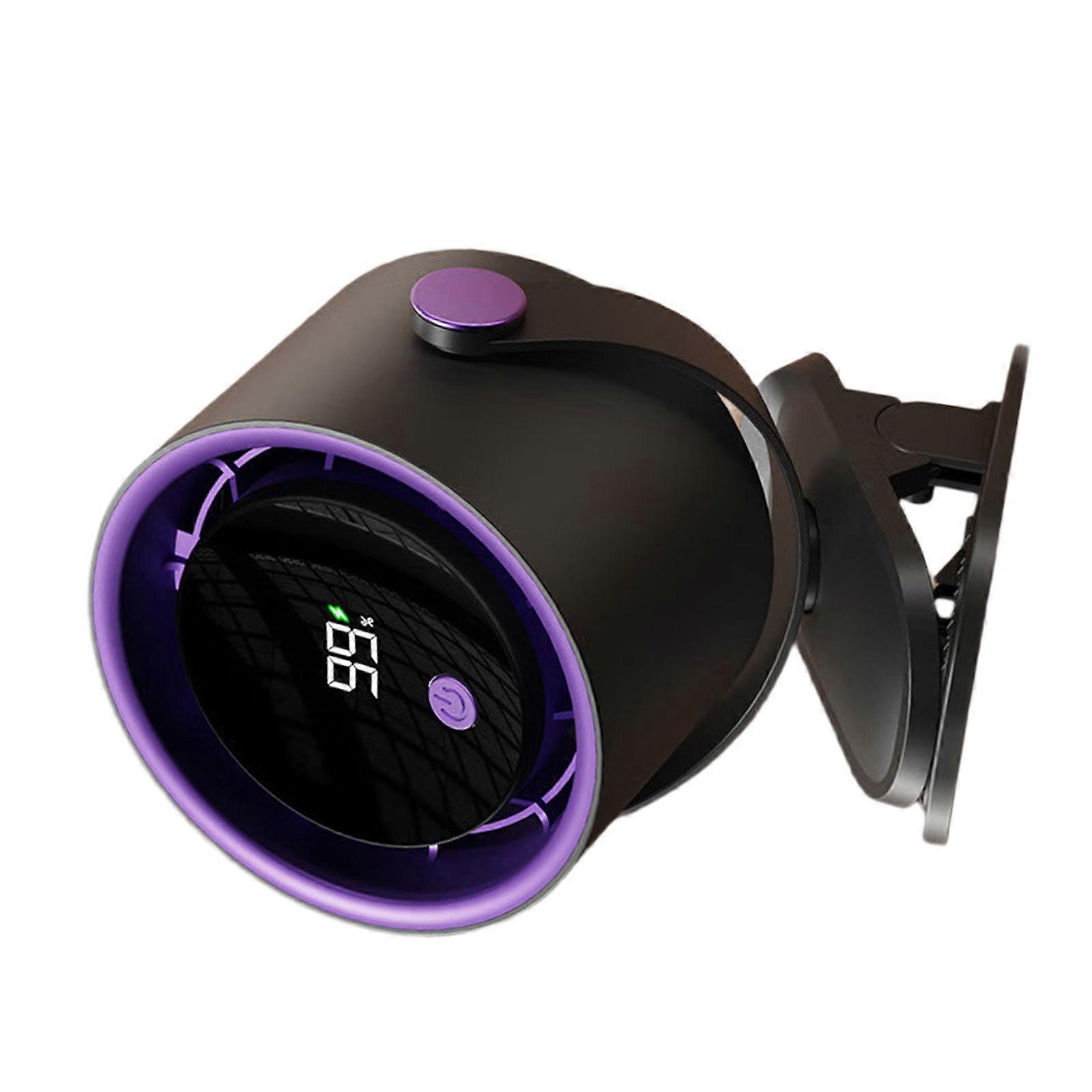Cordless Clip On Fan 100 Speed Adjustable Cooling LED Display Wall Desk Hanging Desktop Fan 100 Speed Multifunctional  Purple