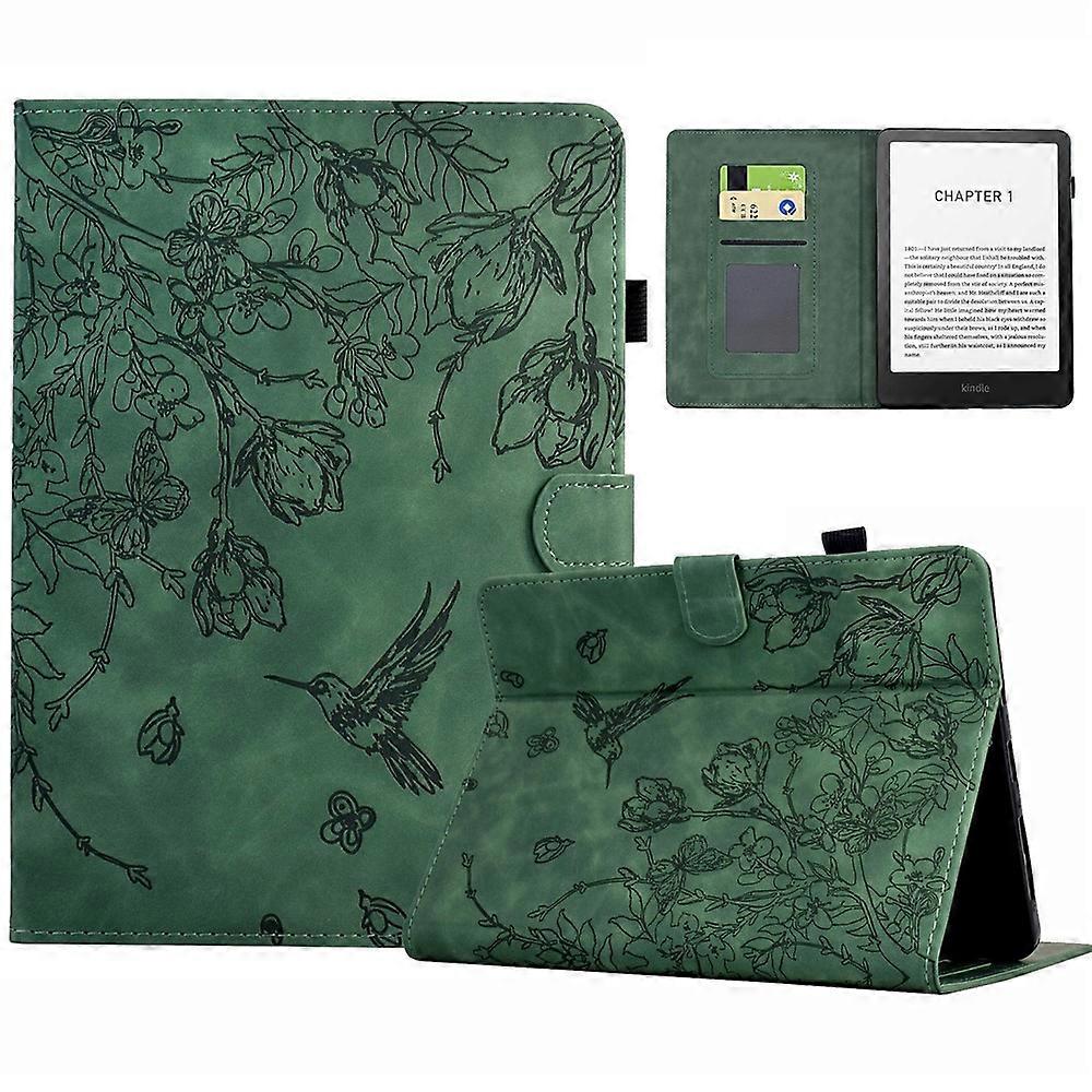 متوافق مع Amazon Kindle Paperwhite (2024) Case Flower Bird حامل بطاقة مطبوع جلد غطاء قارئ إلكتروني