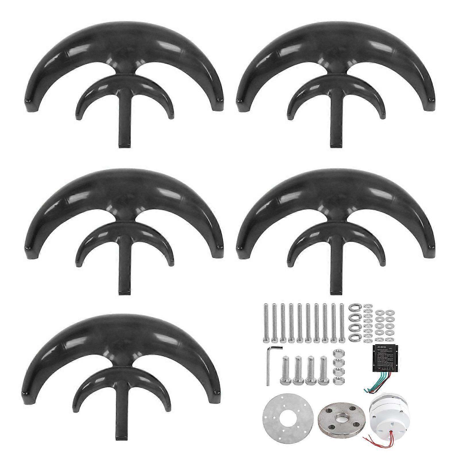 1200W vindmøllesæt 5 blade strømgenerator til bådopladning sort lanterne type48v