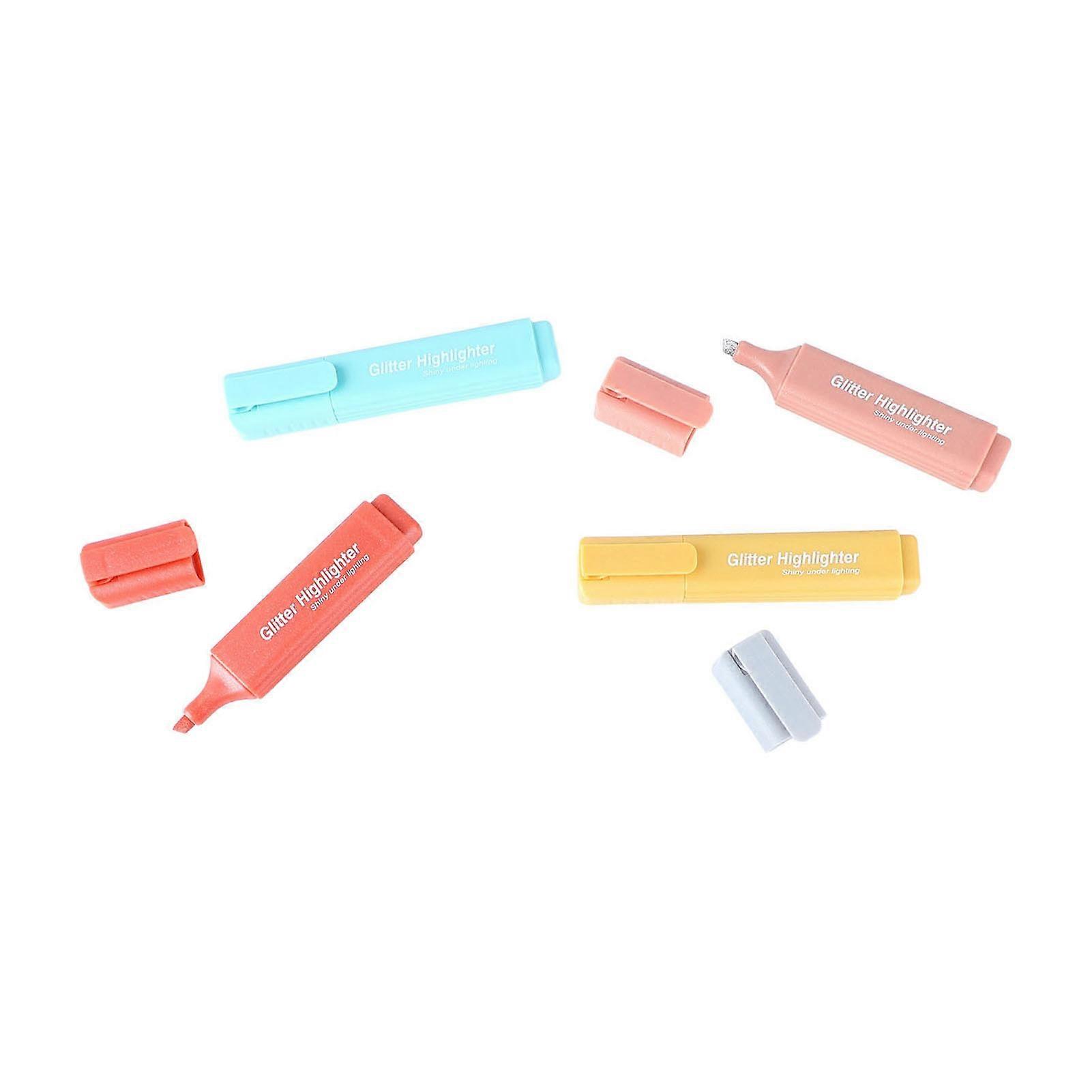 8Pcs Glitter Highlighter Assorted Colors Fiber Nib Quick Drying Smoothing Note Taking Pen for School Office Art DIY