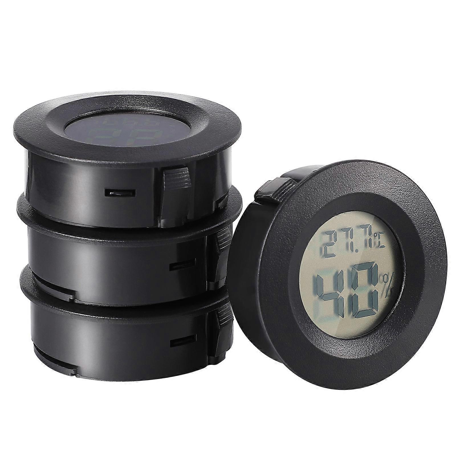 Mini Hygrometer Thermometer with and Clear LCD for Home Use Black ABS 4pcs