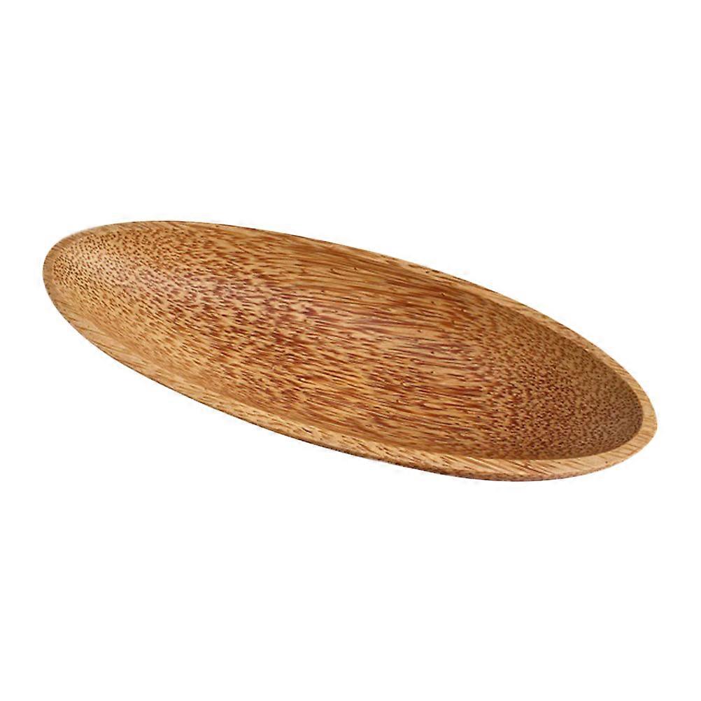 Brown Wood Serving Tray for Kitchen Use Handcrafted BoatShaped Fruit Plate with Spacious Capacity 7.5 inches