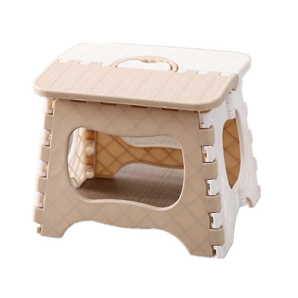 Portable Folding Stool for Home Use Beige Color Made of PP Material Easy to Clean and Open 12.5 Inches