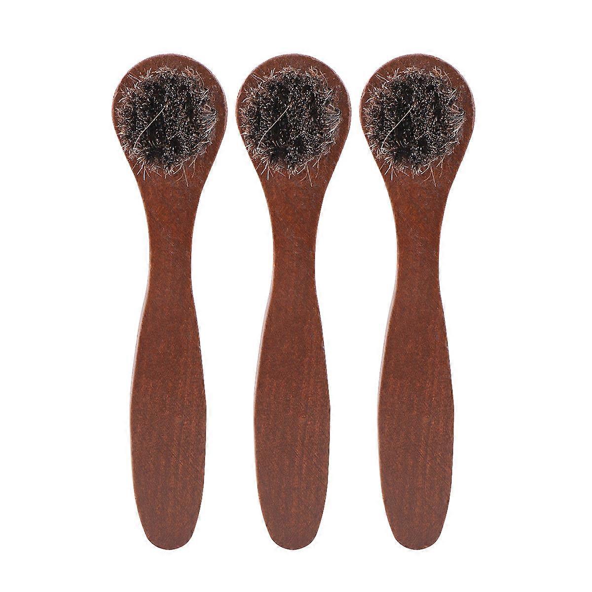 Brown Bristle Shoe Cleaning Brush for Polishing Shoes and Boots with Long Handle Lightweight Portable 3pcs Set
