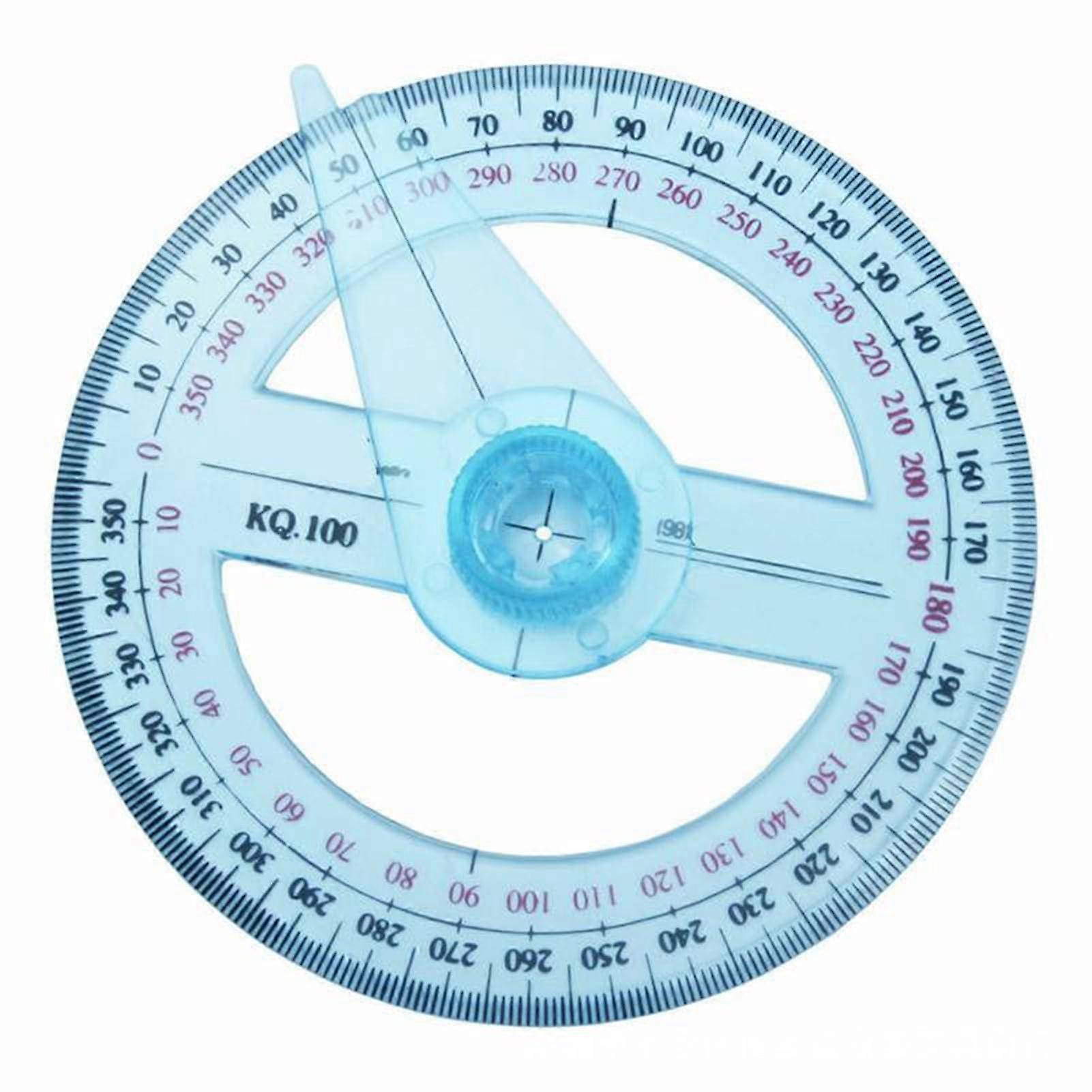 Stationery Ruler Rotating Protractor 360 Degree Pointer High Precision Durable Blue Office Supplies