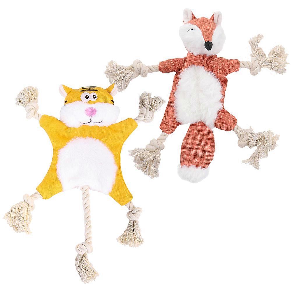 Durable Dog Chew Toys No Stuffing Bite Resistant Animal Design Fox Tiger Interactive Teeth Cleaner for Dogs