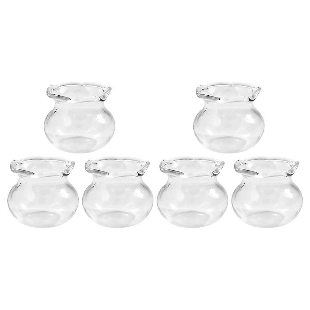 Tiny Glass Fish Bowl Miniature Glass Adornment For Mini Landscaping Scene 6Set