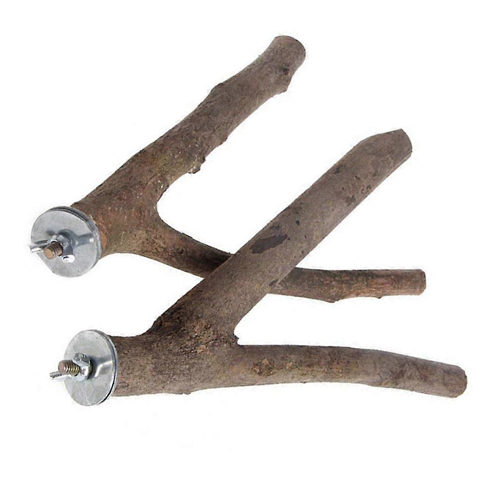 Light Brown Parrot Wood Fork Stand for Safe Bird Play and Rest Ideal for Cockatiels and Parakeets 15cm