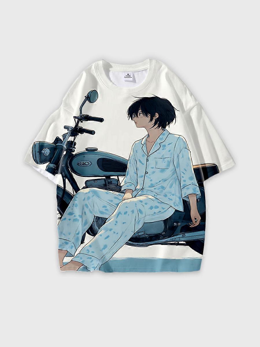 T-shirt round neck Pattern loose short sleeve E584