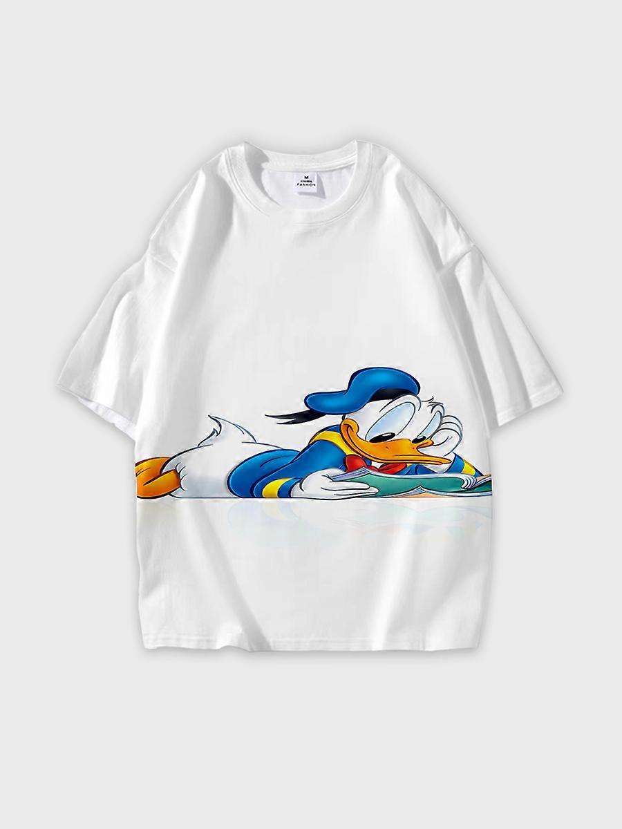 T-shirt round neck Cartoon Pattern loose short sleeve D982