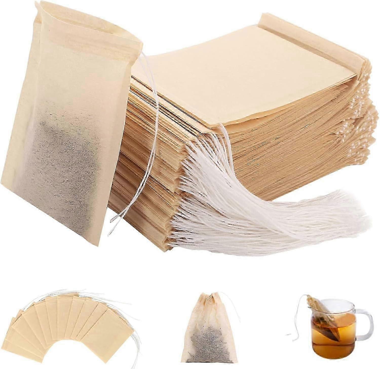 200 sachets de filtre à thé, sachets de filtre à thé jetables pour le thé en vrac à partir de matériaux naturels sûrs, sachets de thé vides adaptés au thé en vrac