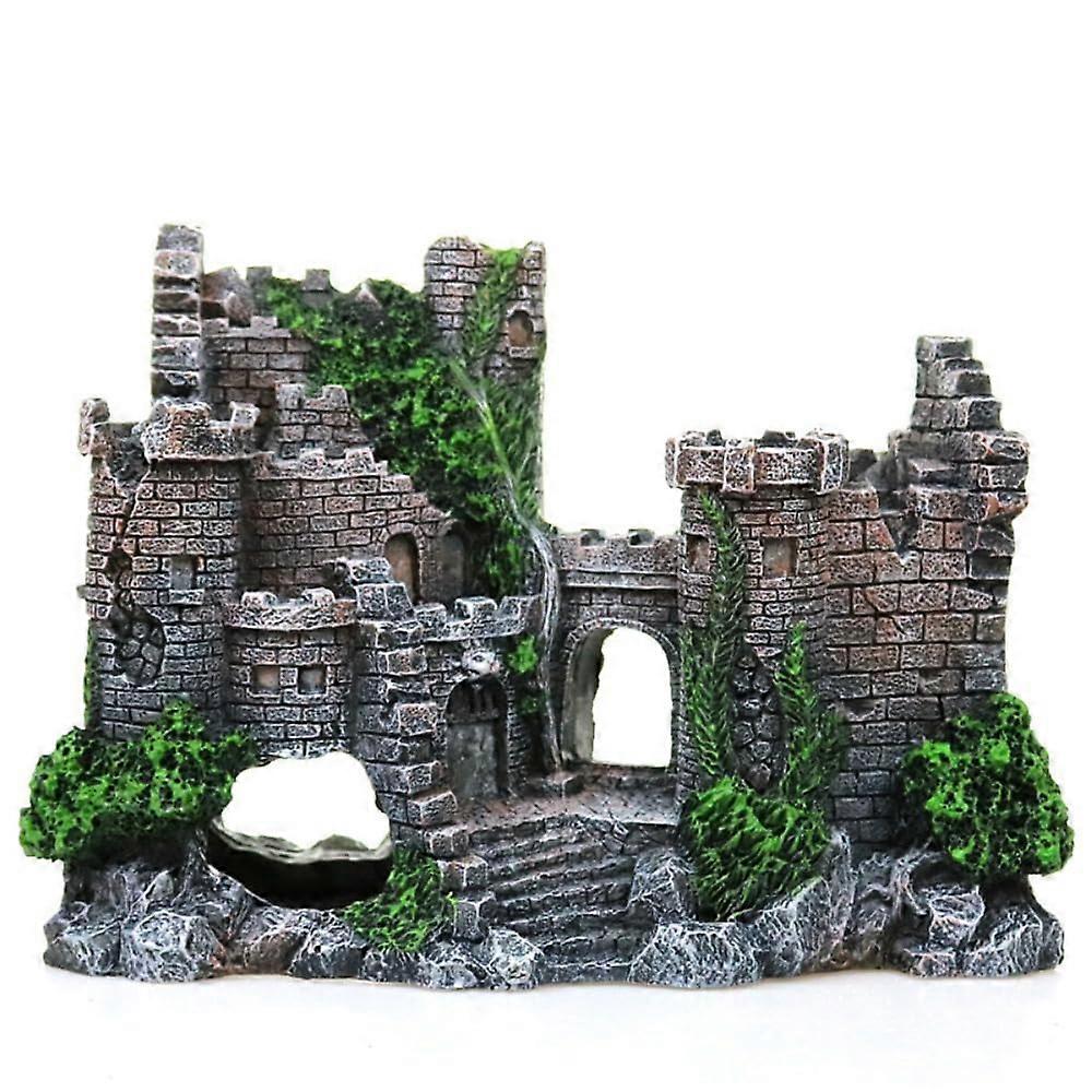 Resin Aquarium Castle With Hiding Spots And Swim-Through Tunnels For Betta, Turtle, Shrimp And Small Fish