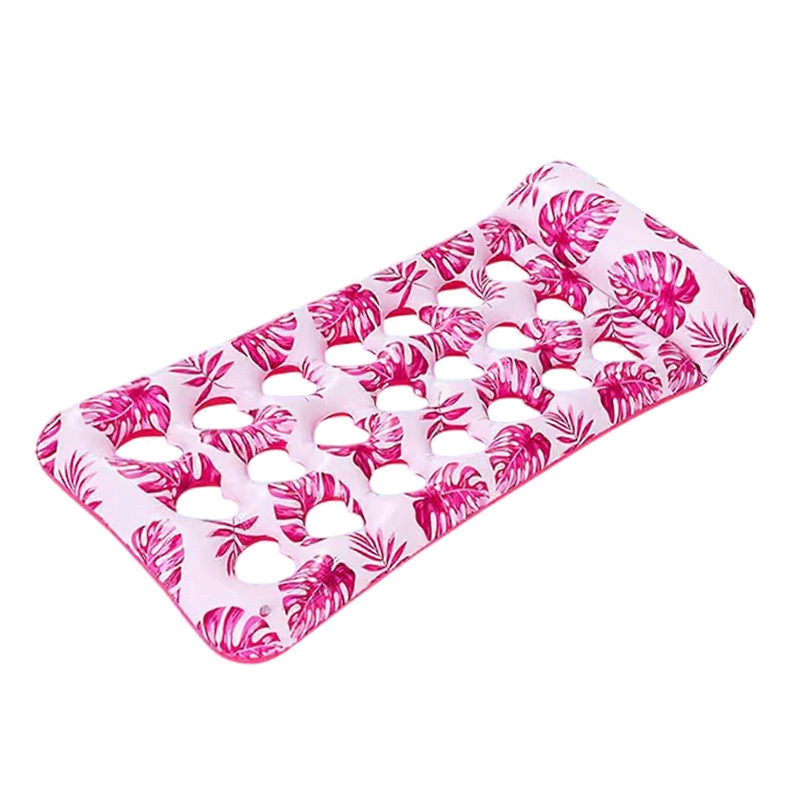 Inflatable Pool Lounge Bed, Foldable Water Bed with Air Lounge and Relax Function, Pink Pool Float for Adults and Kids