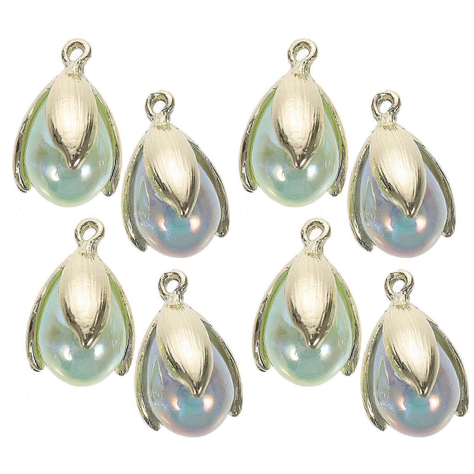 Tulip Shaped Charms with Pearl Bead for Diy Craft Jewelry Making Accessories in Multi Color