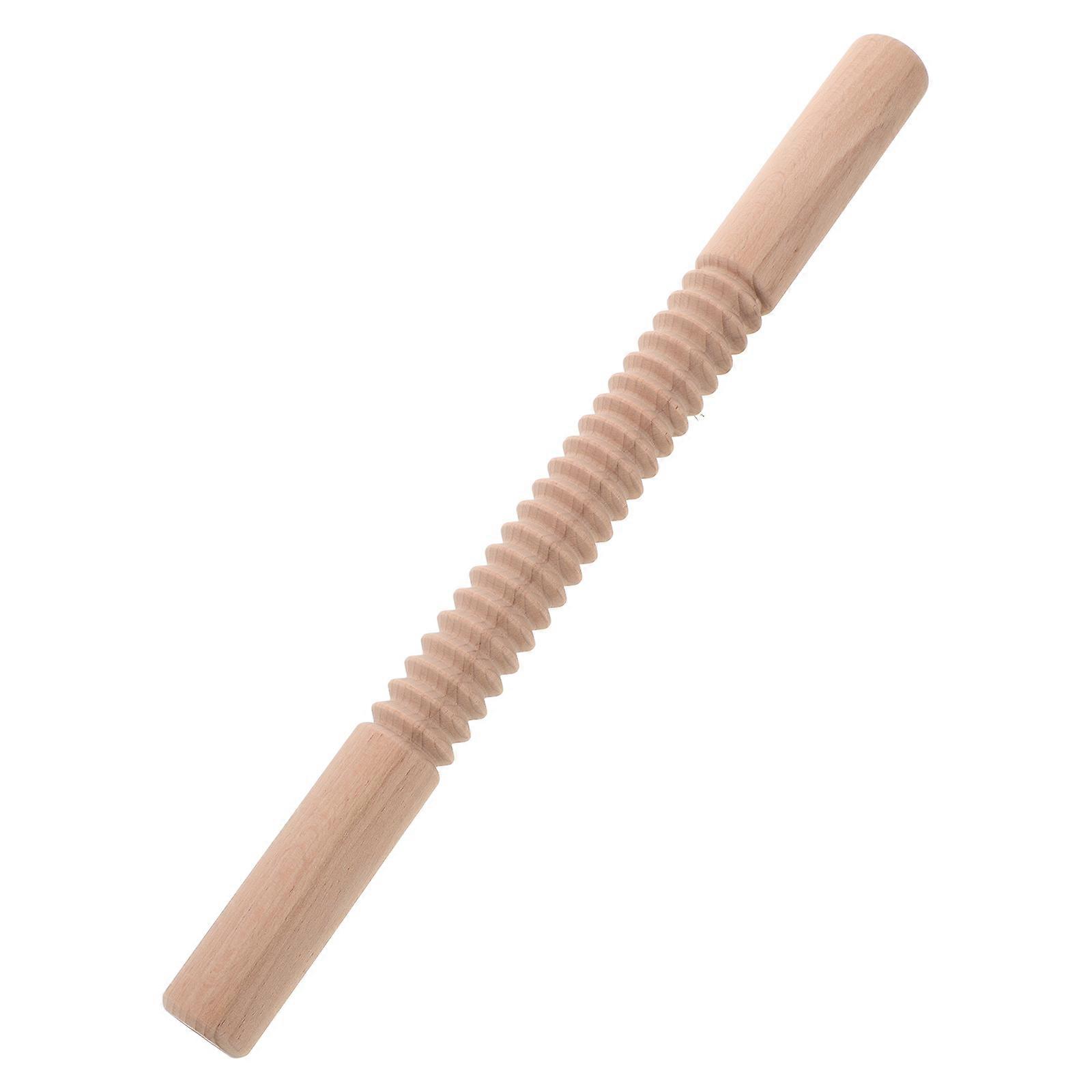 Wooden Tagliatelle Pasta Rolling Pin, Beech Wood Dough Roller for Wide Noodles, Ravioli, and Embossed Cakes, Handled Bar Kitchen Baking Tool