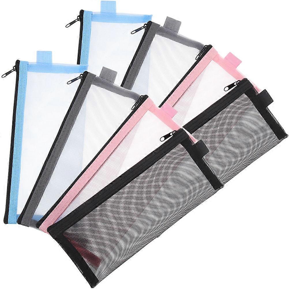 8pcs Large Mesh Pencil Case with Zipper   Portable Scratch Pen Storage Bag for Students, Teachers, Office Use   Lightweight Organizer Pouch in Black,