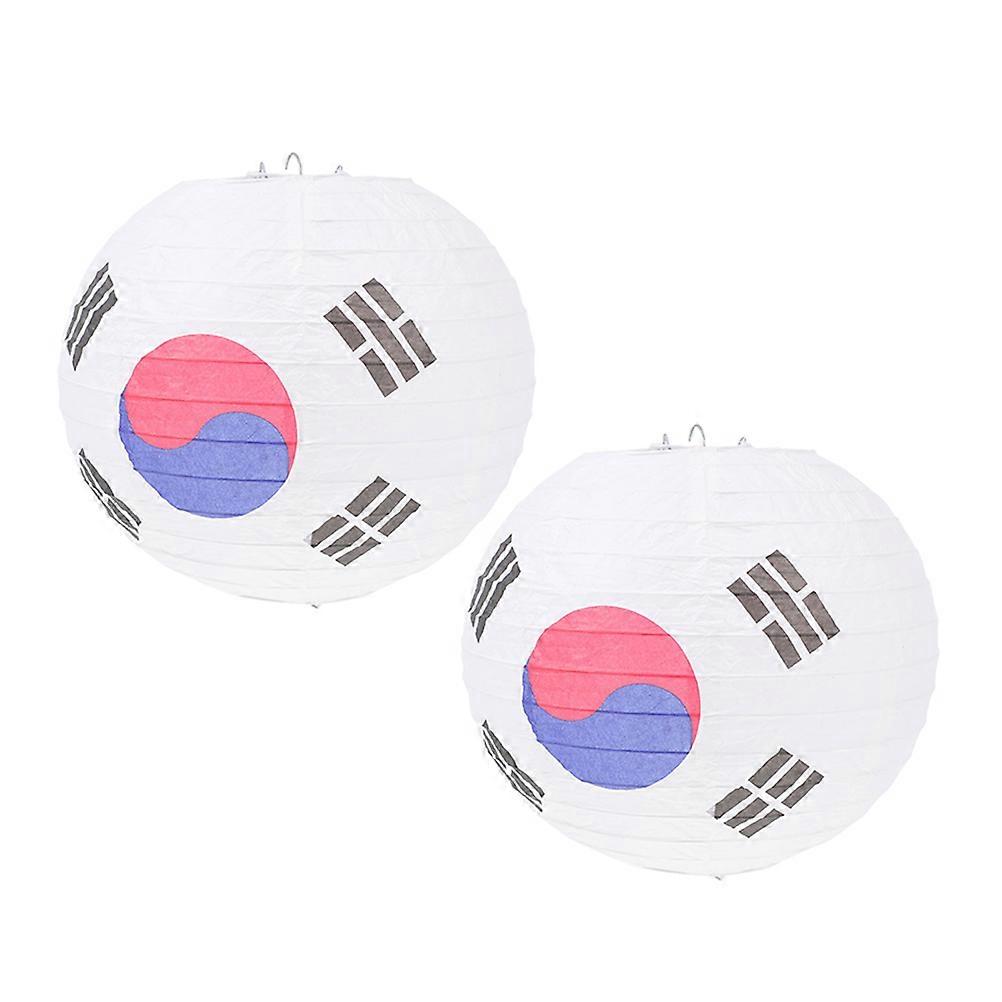 Hanging Papers Lanterns Lamp 2Pcs Multi Color Round Lighting Fixture For Birthday BBQ Shop Christmas Home Decoration