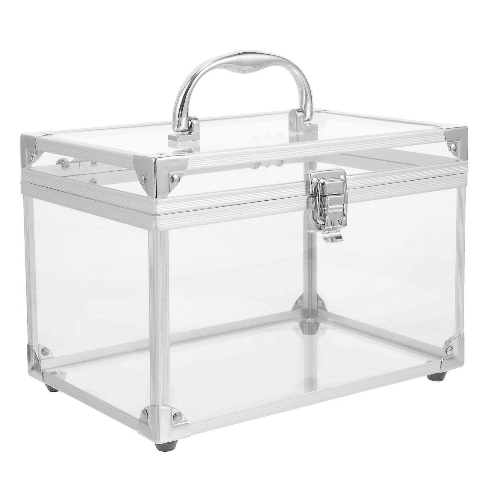Acrylic CD Storage Box with Lid for Home Use Clear Portable DVD Case Silver 6.5x4.25 Inches