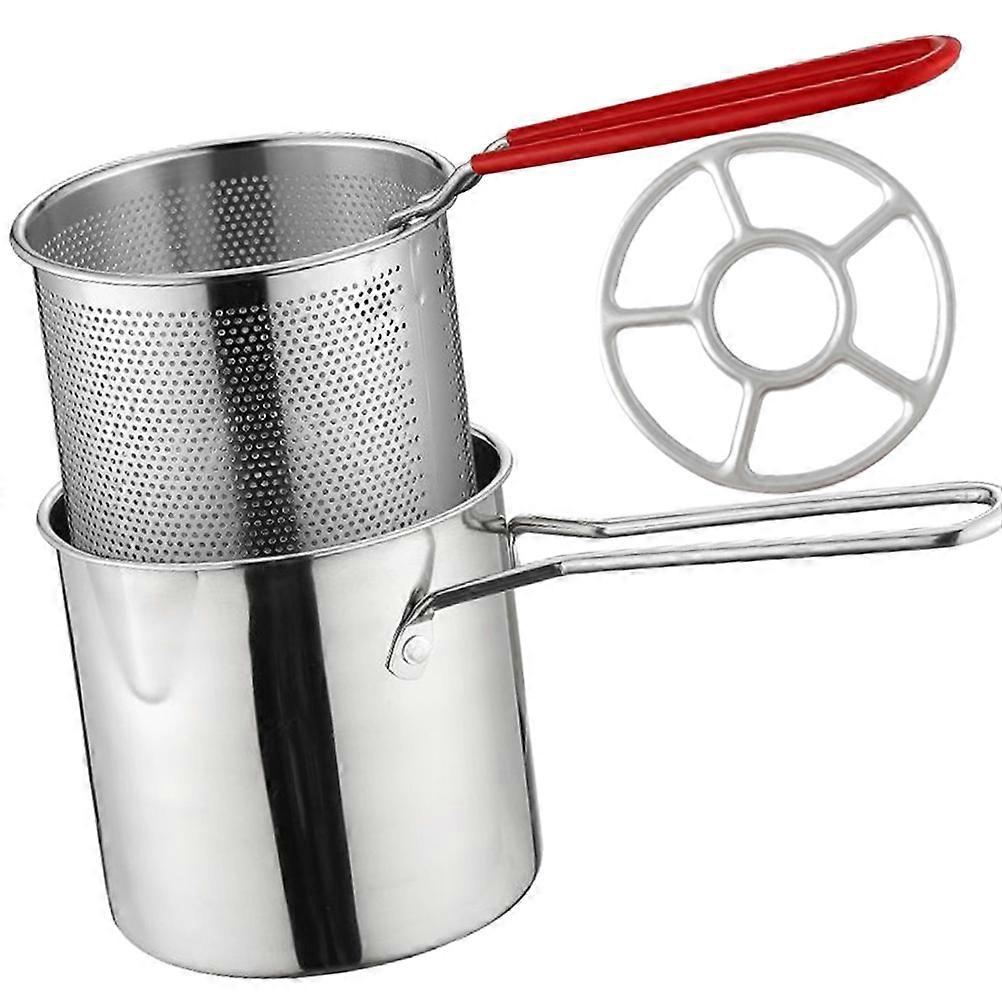 Stainless Steel Deep Frying Pot Fry Basket Household Items Mini 15.5X15.5X0.5CM Heat-resistant Handle 1 Set