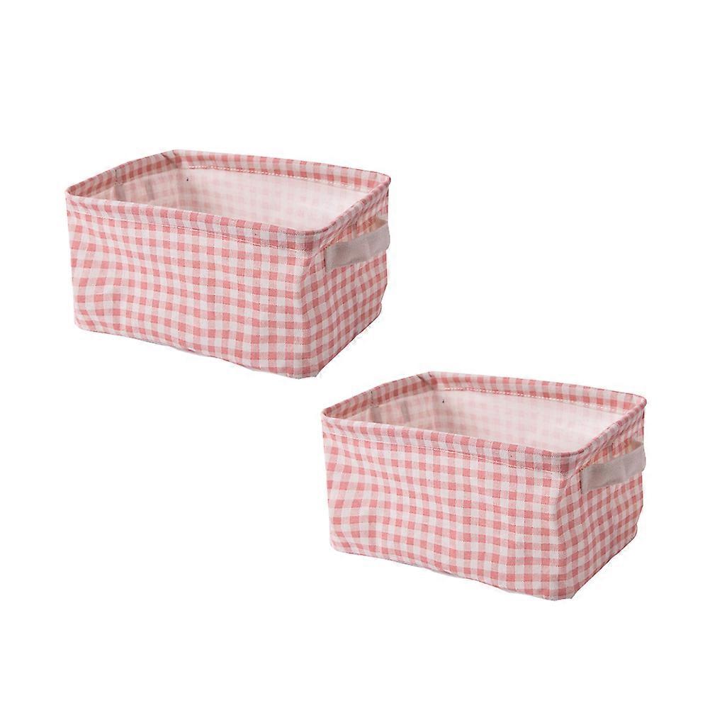 Storage Baskets Rectangular Simple Design Desktop Organizer Pink and White Striped 11.8×7.9×7.9in Sorting 2Pack
