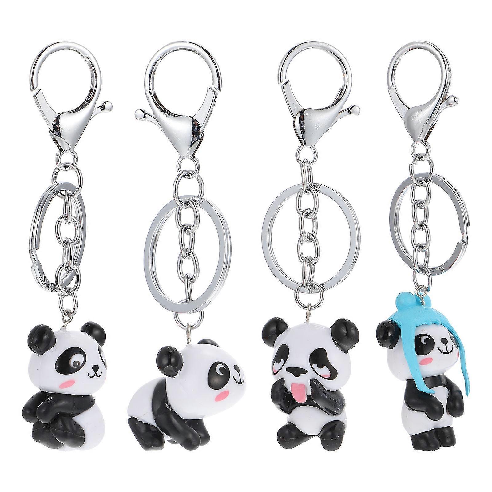 Cute Pendant Keychain Panda Pendants Daily Use Kids Assorted Color 4Pcs
