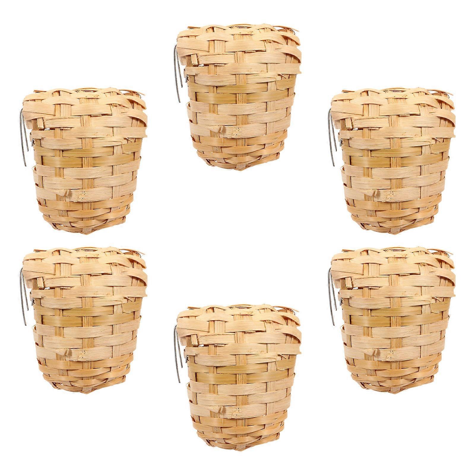 Rustic Style Bird Nest Provide Shelter For Birds Porch Hanging With Hooks 6Pcs