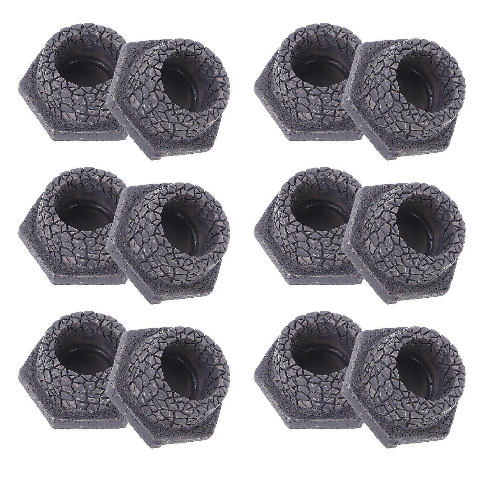 12pcs Miniature Resin Well Accessories for Decor Grey Color Smooth Surface Realistic Appearance
