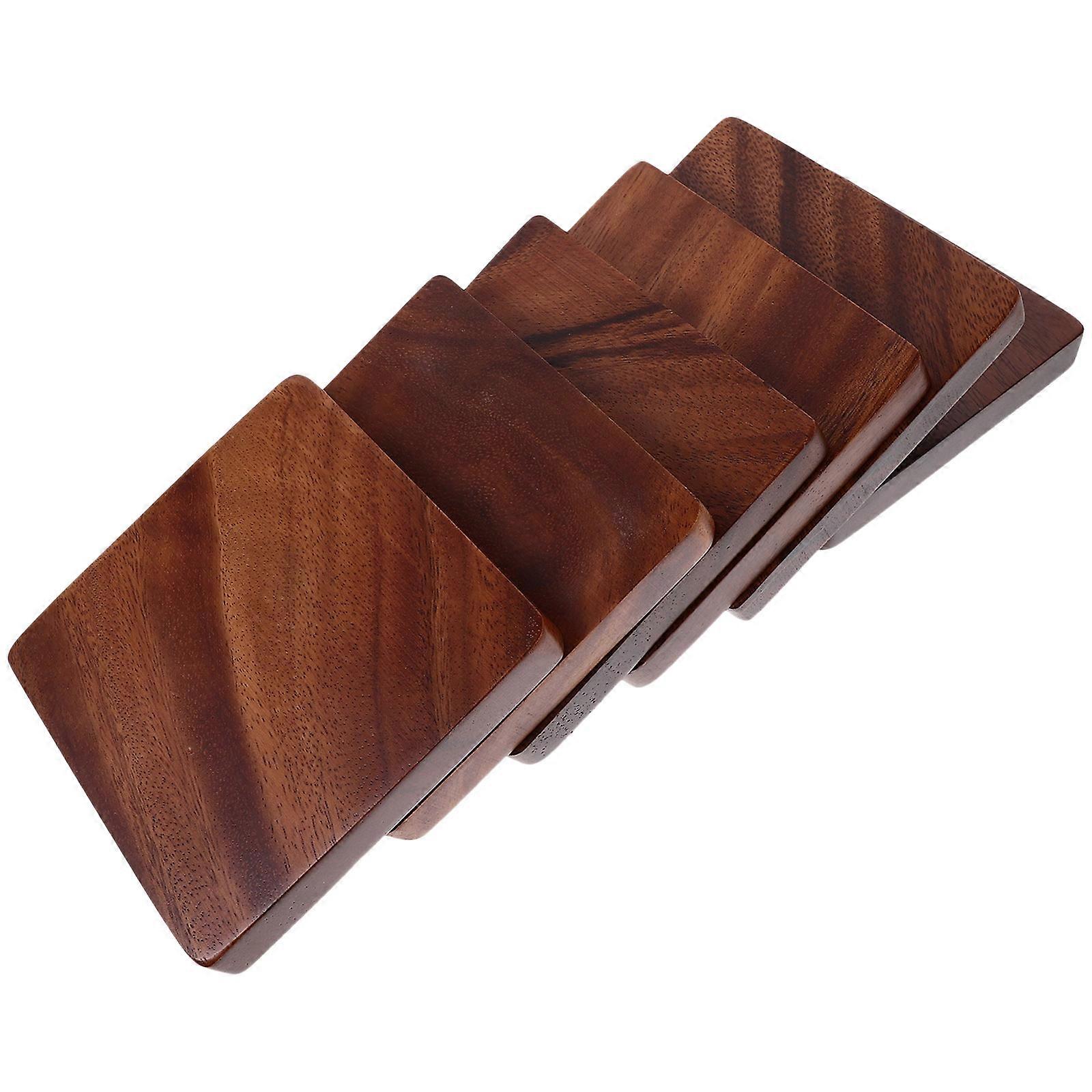 Bulk Wooden Coasters for Instruments 6pcs AntiSkid Heat Resistant and Decorative Brown Square Pads