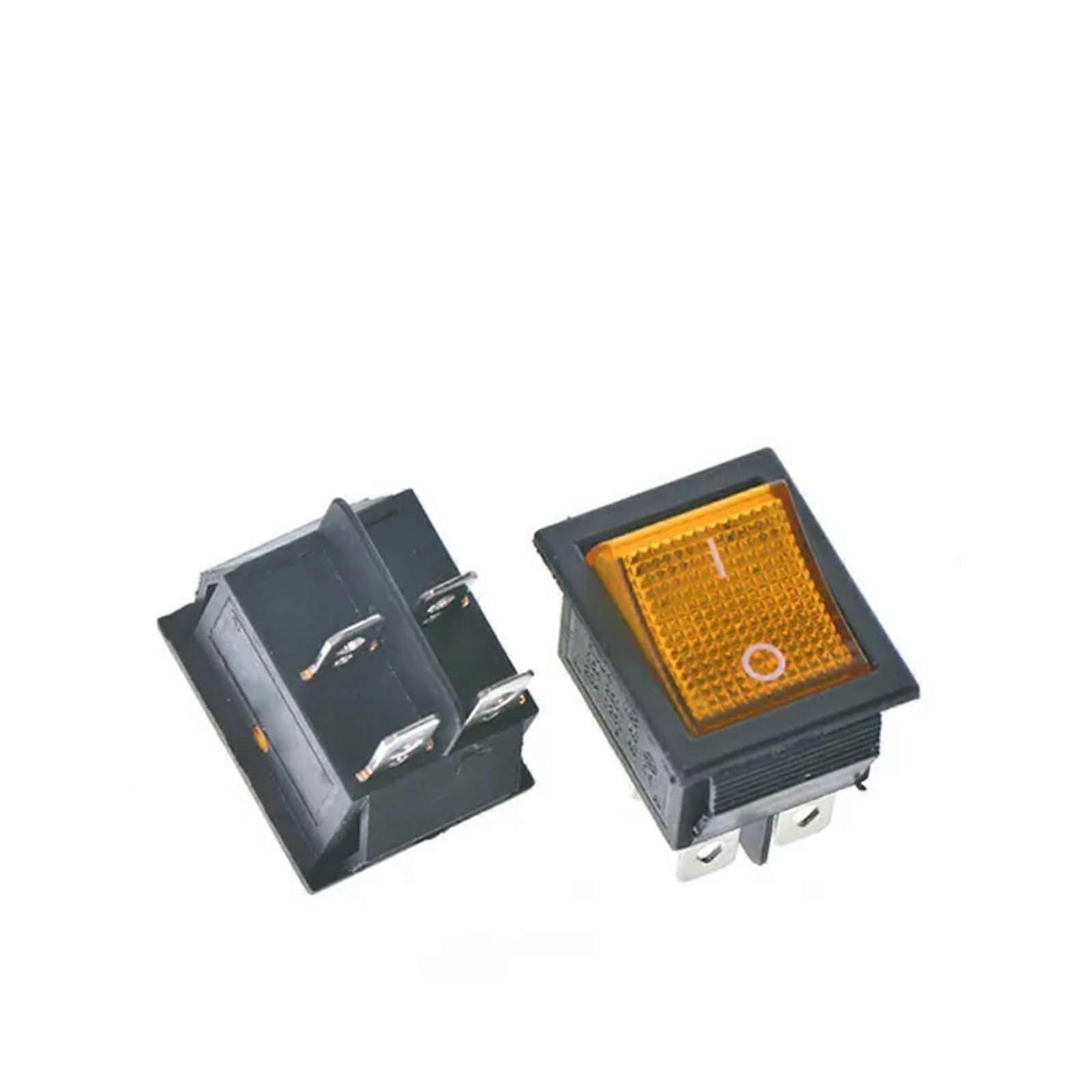 KCD4 Rocker Switch ONOff 4 Pin / 6 Pin with lamp Switch 10A 250V 31x25mm Power Switch Electrical Equipment (Yellow Light 4 Pin)