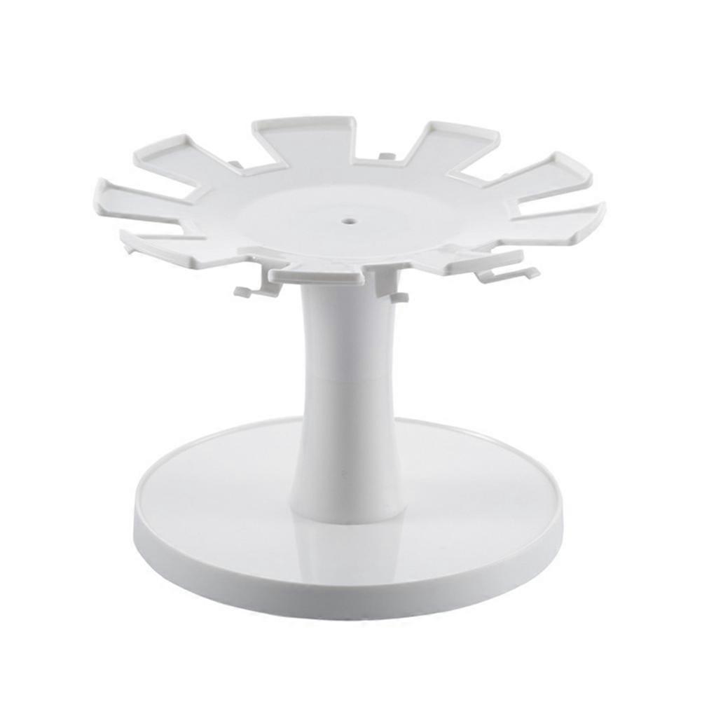 White Rotatable Tableware Drying Rack with Cup Hanging Feature for Kitchen Storage Use Made of Plastic