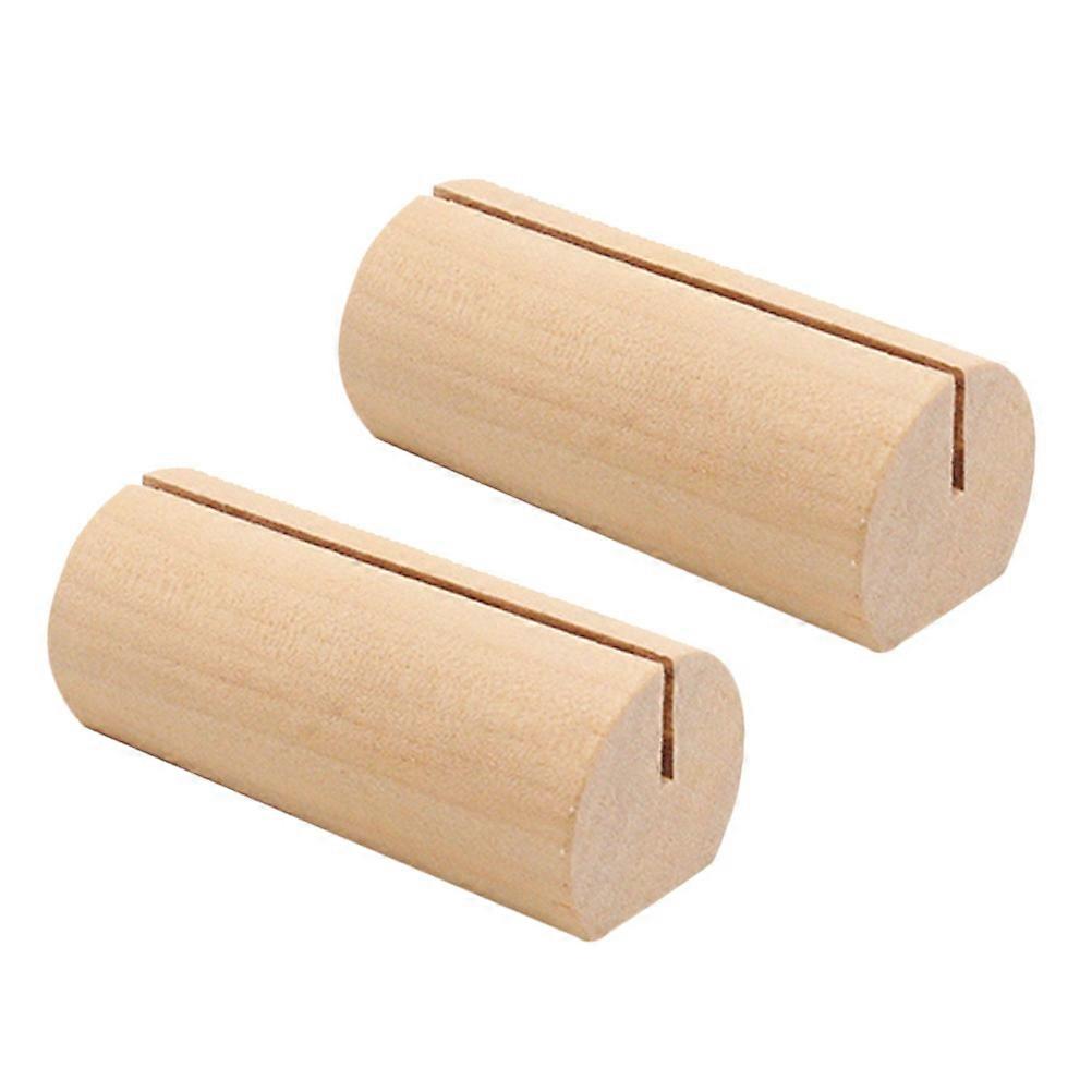 Wooden Cylindrical Table Holders 10pcs Flat Base Business Card Stands for Office, Wedding, Party, Photo Display & Menu Use
