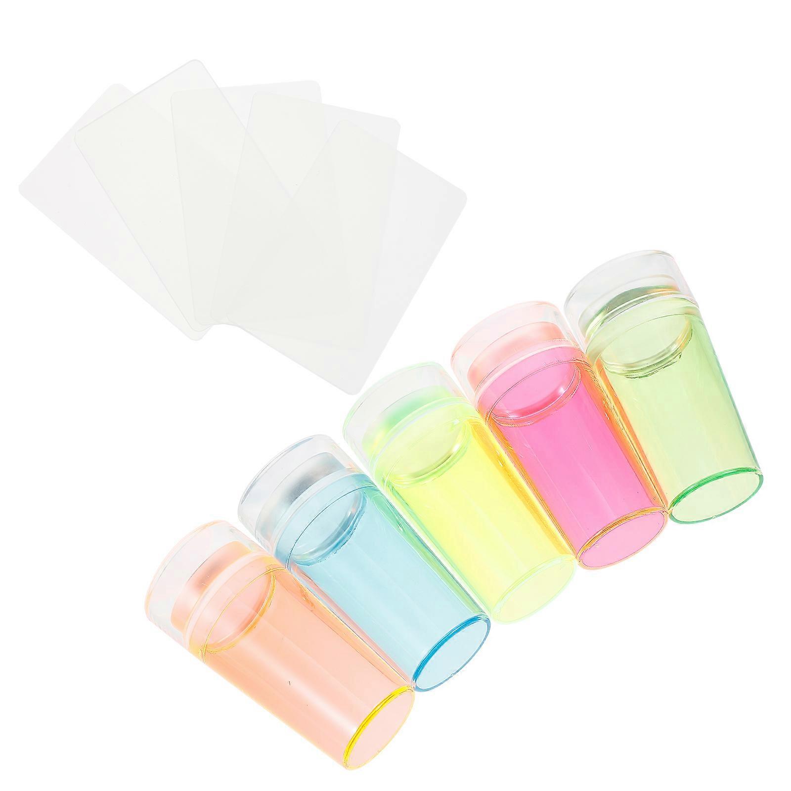 Nail Art Stamp Tool with Silicone Head for Manicure Use 10pcs Assorted Color ABS Material