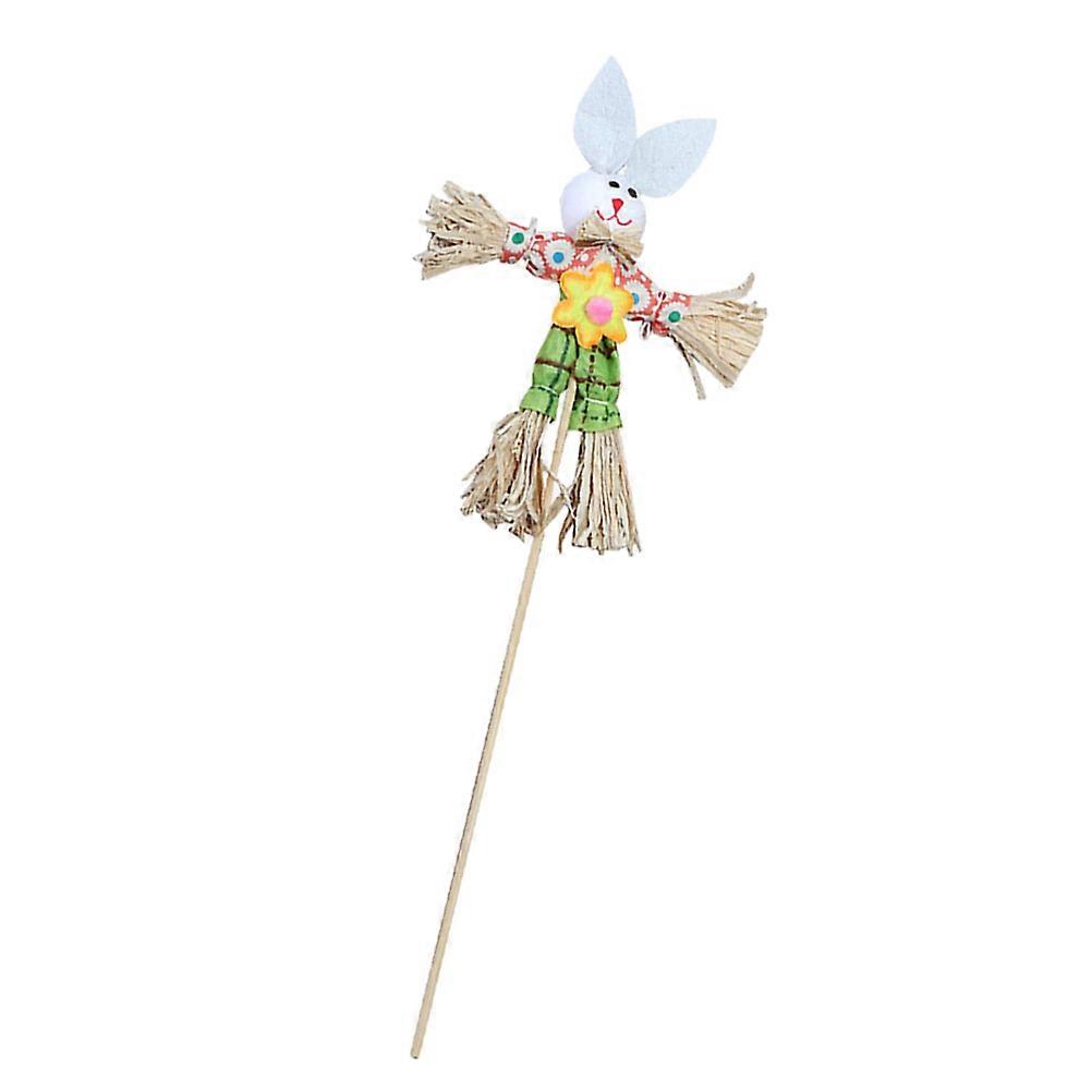 Decorative Small Harvest Scarecrow Rabbit Figurine Smiling Face 32cm Assorted Color 1Pack