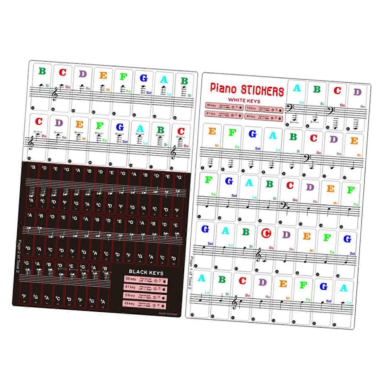 Piano Key Stickers For Electronic Keyboards 88/61/54/49 Keys, 2 Sets, Removable And Reusable Keyboard Accessory