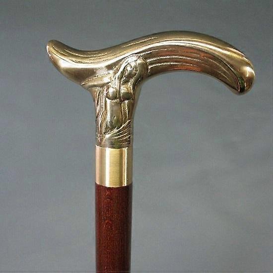Messing Naken dame Solid Messing Walking Stick Viktoriansk Trestokk Antikk Gave