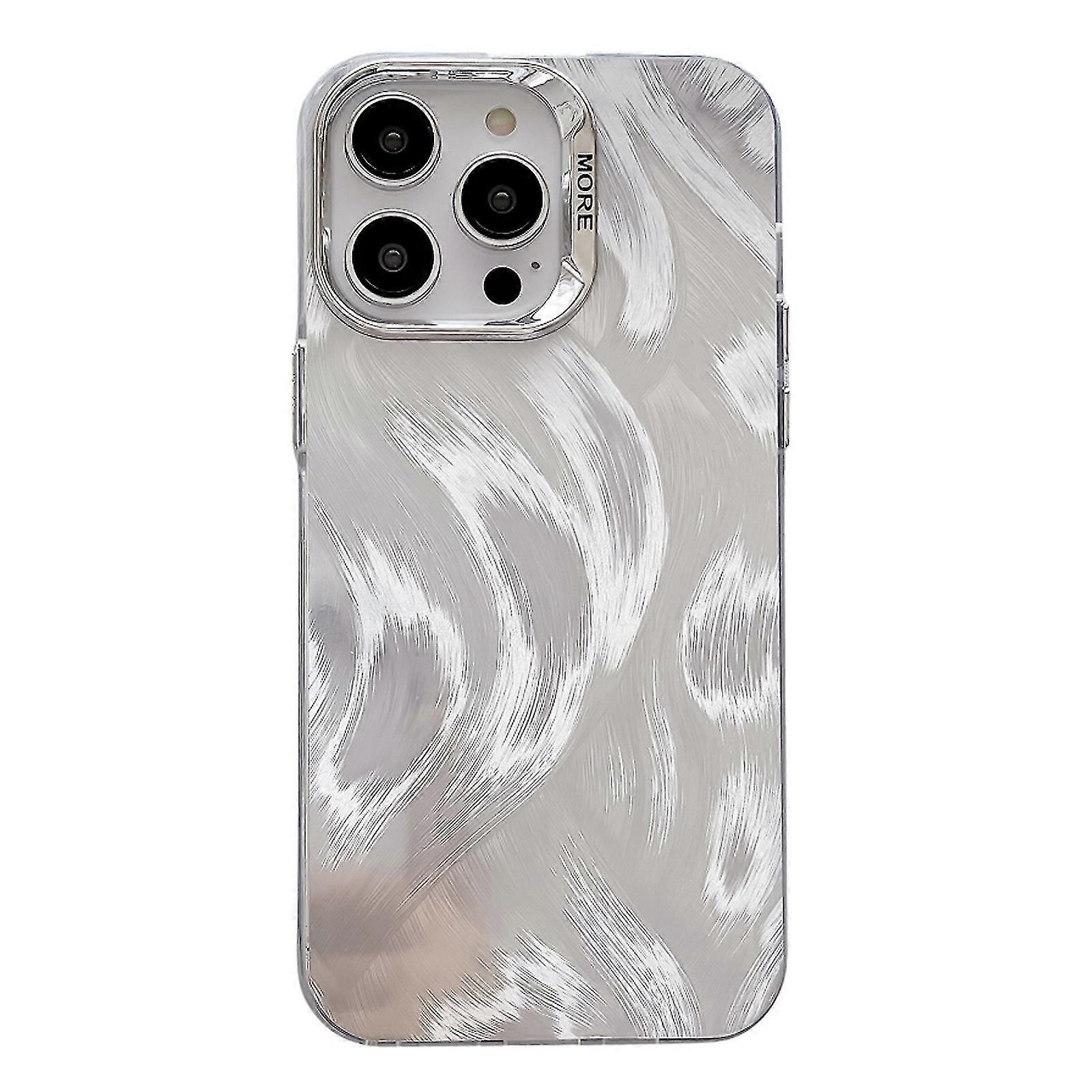 For iPhone iPhone 13 Pro Max Color Silver IMD Feather Pattern Shockproof Phone Case