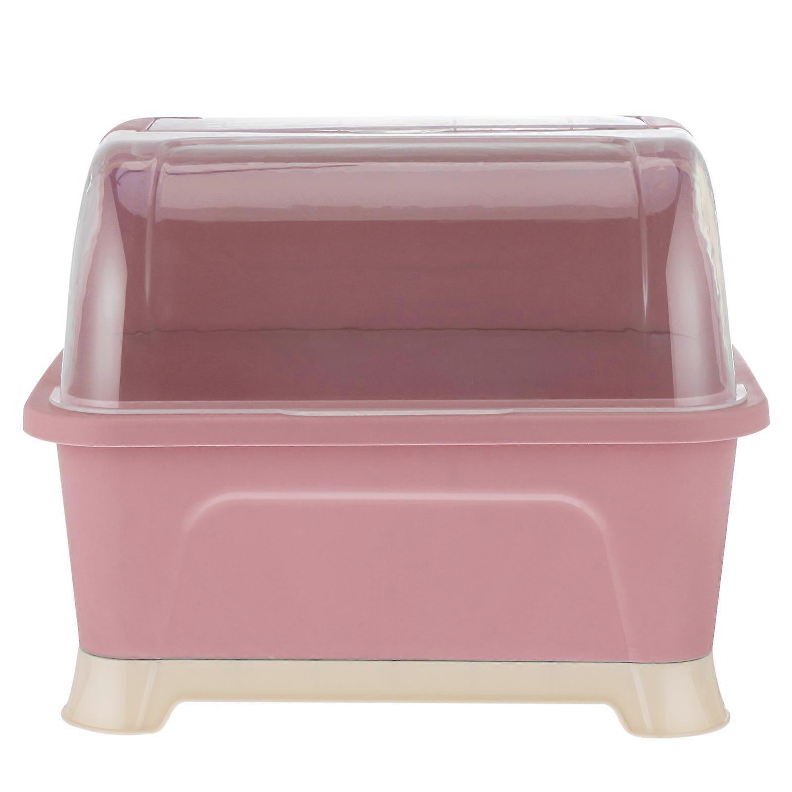 Kitchen Cutlery Drainer Box with Transparent Lid, Detachable Drainer Board, Large Capacity Dish Storage Case for Bowls and Utensils, Easy to Clean