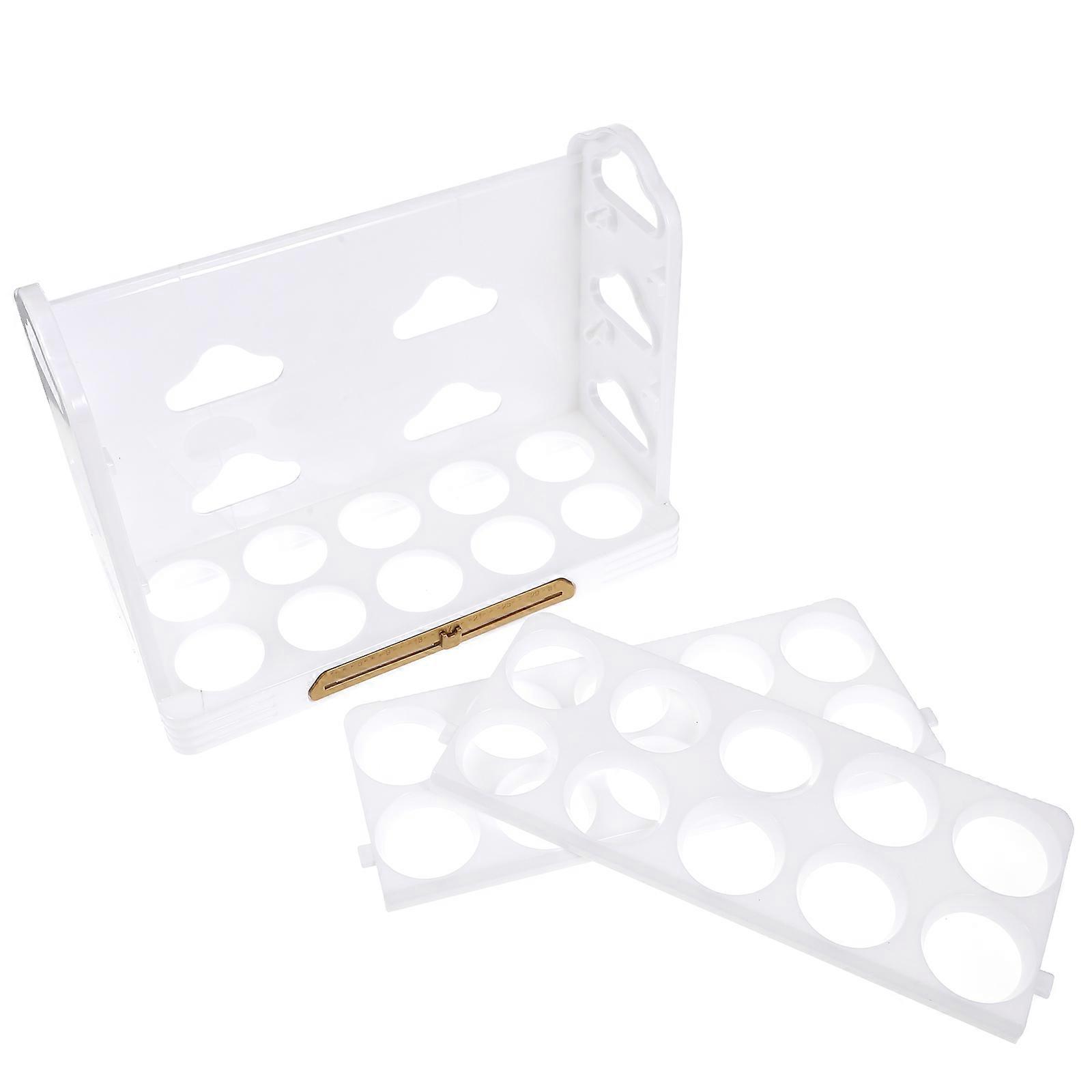White Plastic Egg Holder for Kitchen with Vertical Storage and Partition Design Fits Egg Shape for Freshness 6.5 x 4.3 inches