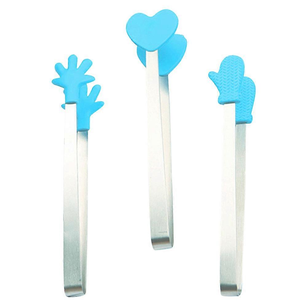 Stainless Steel Sugar Tongs with Silicone Grip Mini Ice Cube & Pastry Baking Clips Set of 3 for Kitchen, Bar, and Buffet Use