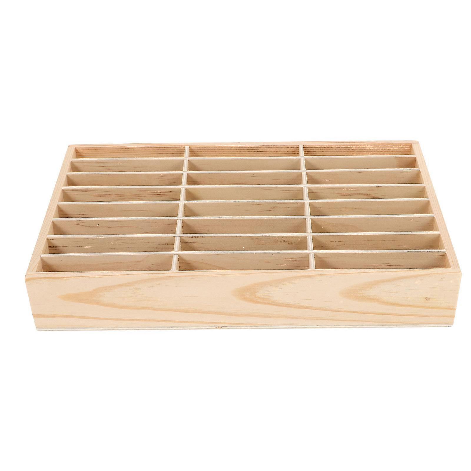 Compact Multi Grid Wooden Phone Holder with Multi Compartment Storage Box – Portable Desktop Organizer for Office, Classroom, and Home Use
