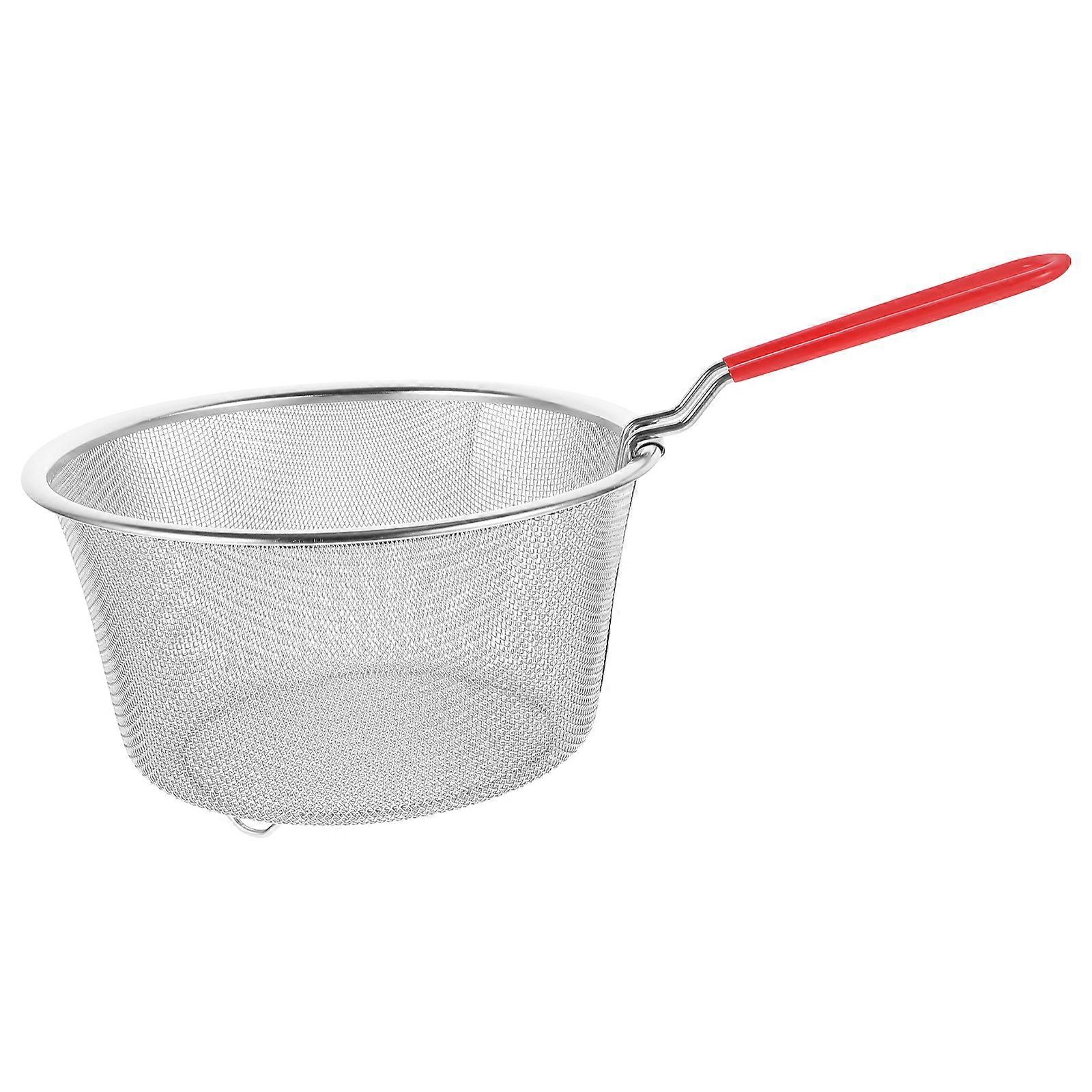Stainless Steel Fry Basket with Removable Handle for Deep Frying, Straining Pasta, Chips, and Snacks – Kitchen Essential