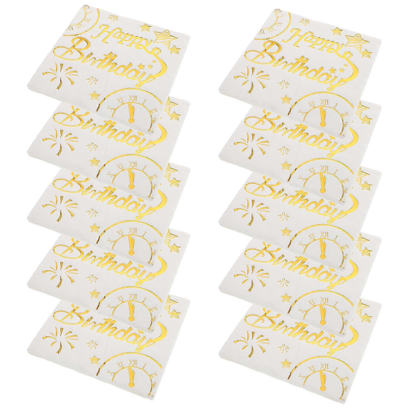 Sophisticated 20 Pcs Gold Foil Printed Napkins High Absorbency Disposable Paper Napkins Suitable For Birthday Parties Soft Texture