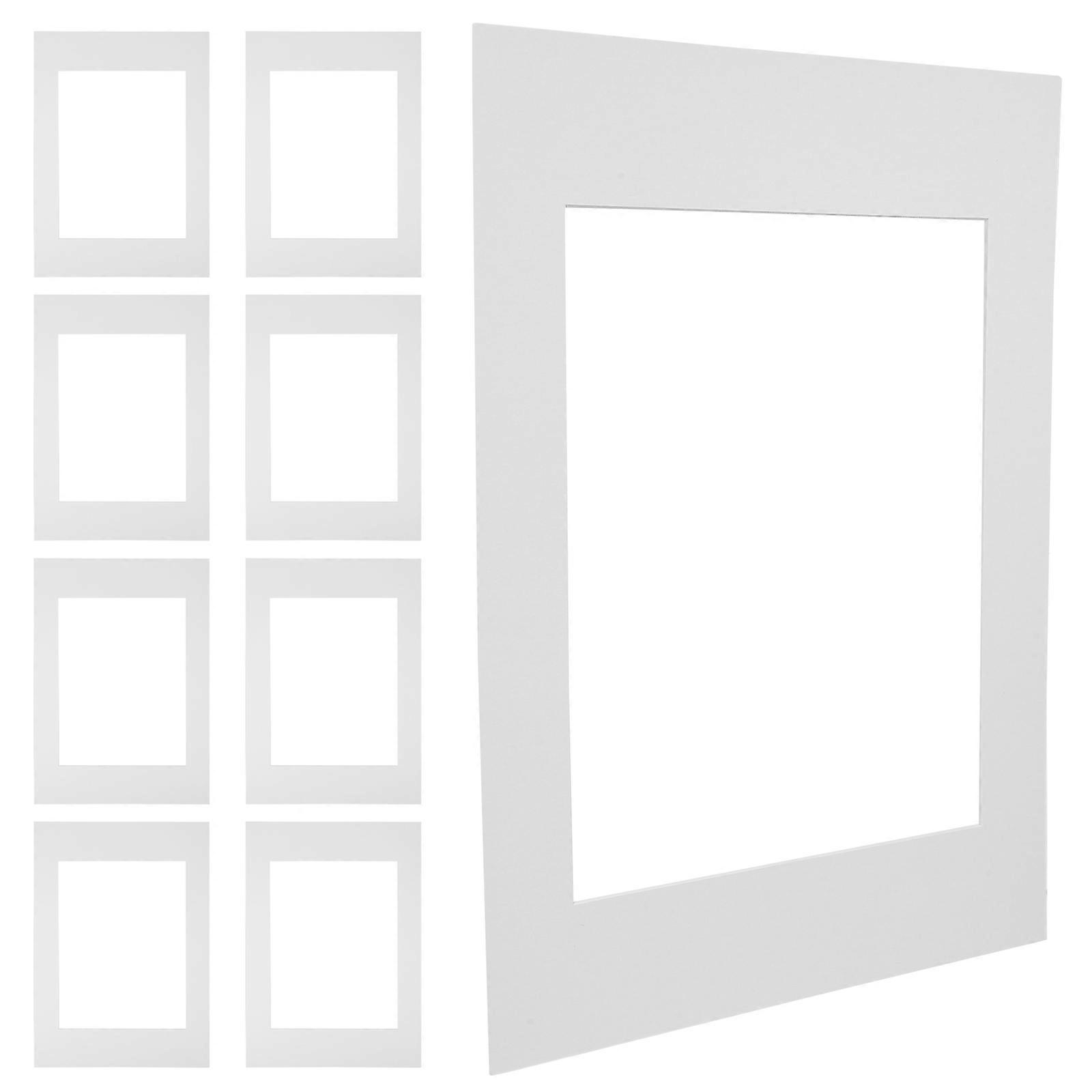 10pcs White Cardboard Matting for Picture Frames – Smooth Texture, Versatile Cutouts, Accurate Fit for Photo Art Prints & Craft Frames