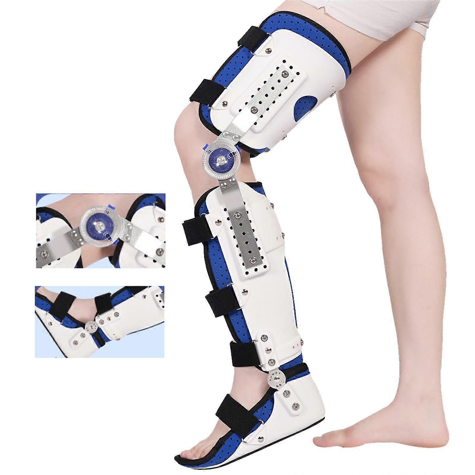 Knee Joint Fixed Brace for ACL and Meniscus Tear Recovery, Adjustable Immobilizer, Breathable Right-L Size Orthosis