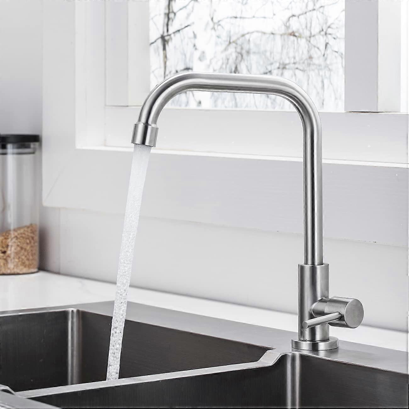 Cold Water Tap Kitchen Stainless Steel with 360° Rotatable Sink Tap